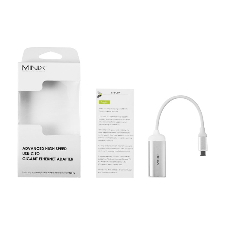 MINIX NEO High-Speed USB-C to Gigabit Ethernet Adapter Converter - White-6