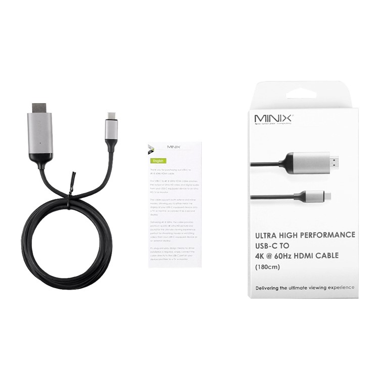 MINIX Ultra High Performance USB-C to 4K@60Hz HDMI Cable - Black-6