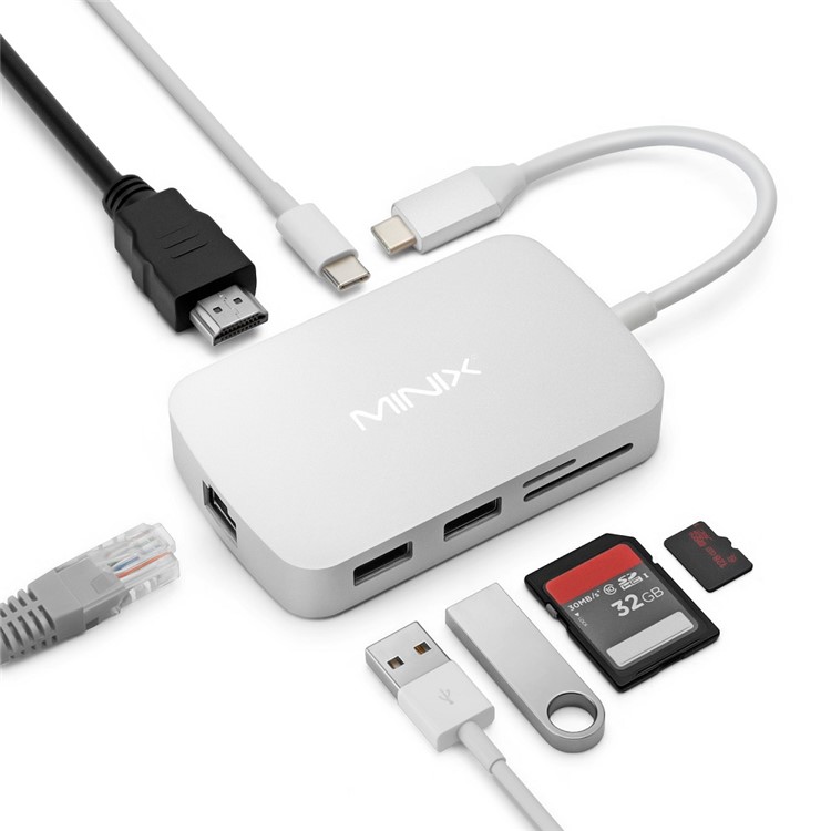 MINIX NEO USB-C Multi-port Adapter Type-C Hub with HDMI/Ethernet Port for MacBook Pro etc. - Silver-1