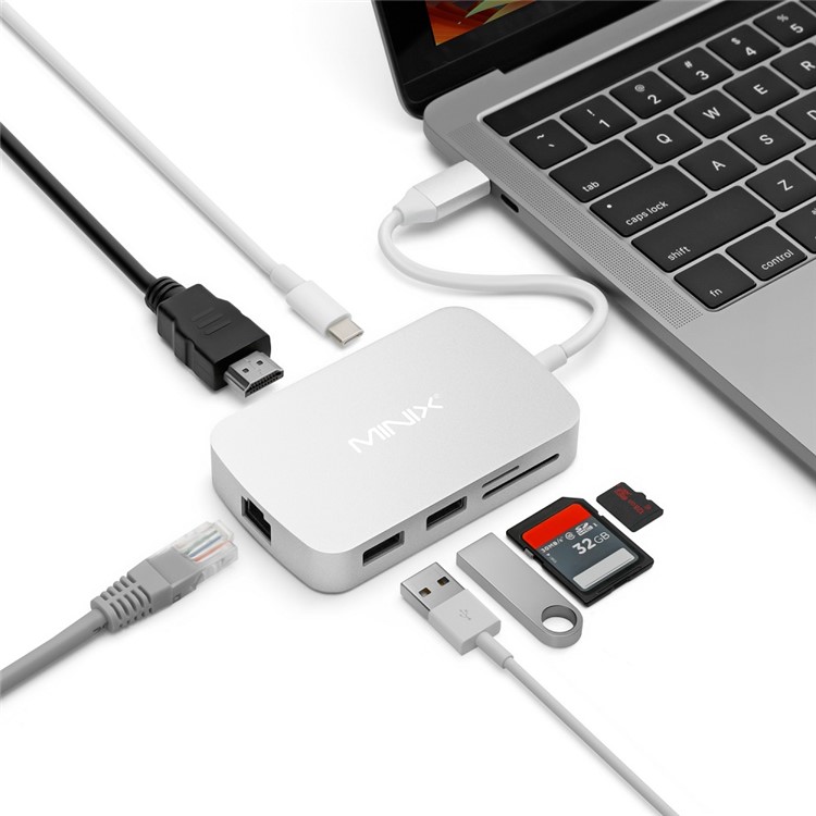 MINIX NEO USB-C Multi-port Adapter Type-C Hub with HDMI/Ethernet Port for MacBook Pro etc. - Silver-2