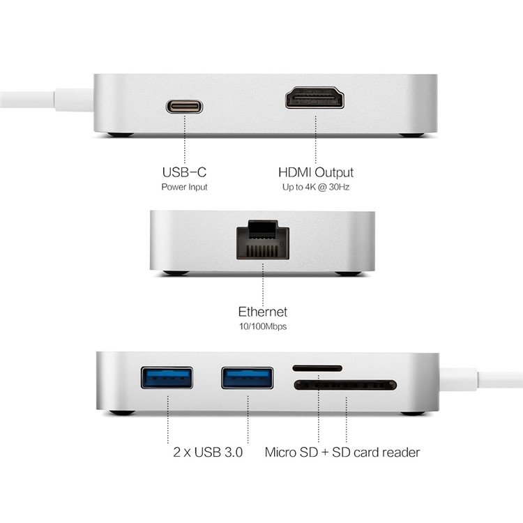 MINIX NEO USB-C Multi-port Adapter Type-C Hub with HDMI/Ethernet Port for MacBook Pro etc. - Silver-3