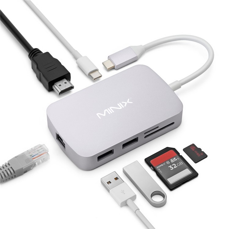 MINIX NEO Multi-functional Type-C Hub with 2*USB3.0 + Type-C + TF/SD Card Slot + HDMI + Ethernet Port - Grey-1