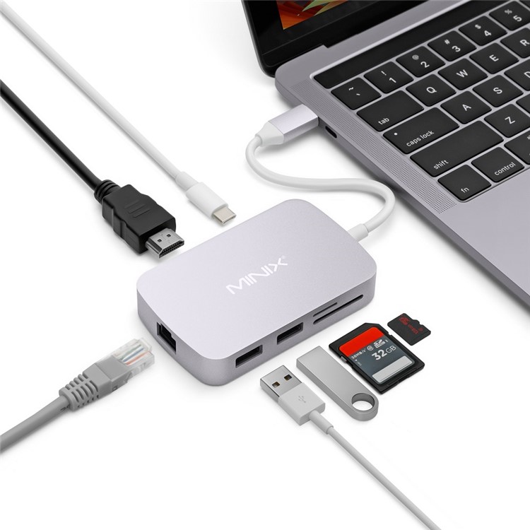 MINIX NEO Multi-functional Type-C Hub with 2*USB3.0 + Type-C + TF/SD Card Slot + HDMI + Ethernet Port - Grey-2