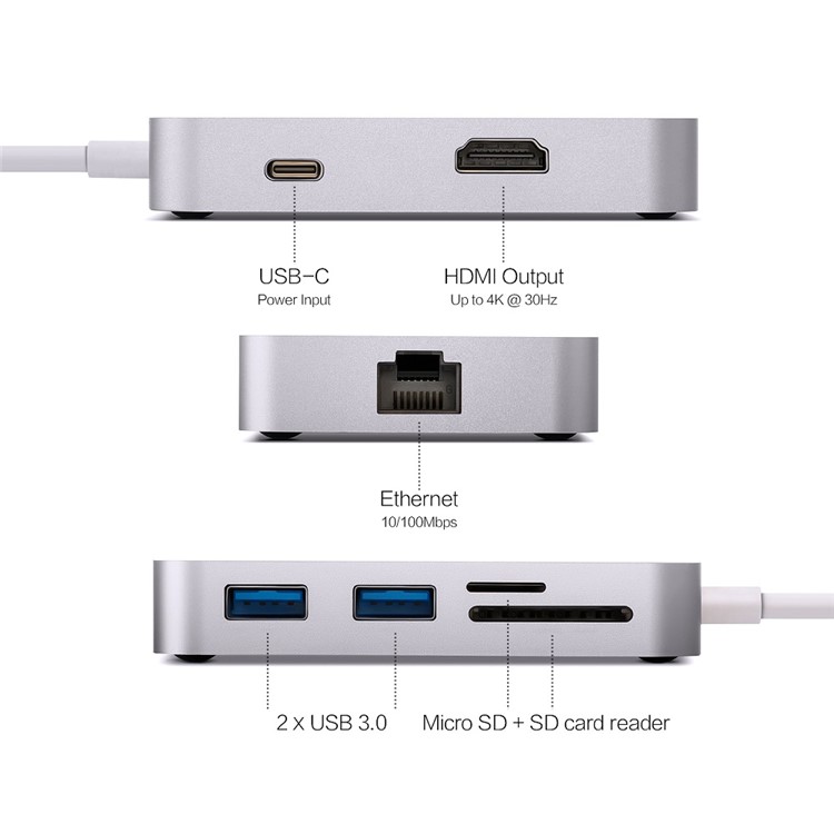 MINIX NEO Multi-functional Type-C Hub with 2*USB3.0 + Type-C + TF/SD Card Slot + HDMI + Ethernet Port - Grey-3