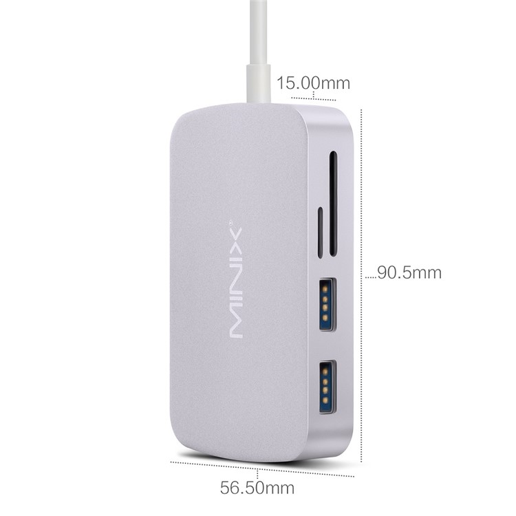 MINIX NEO Multi-functional Type-C Hub with 2*USB3.0 + Type-C + TF/SD Card Slot + HDMI + Ethernet Port - Grey-4