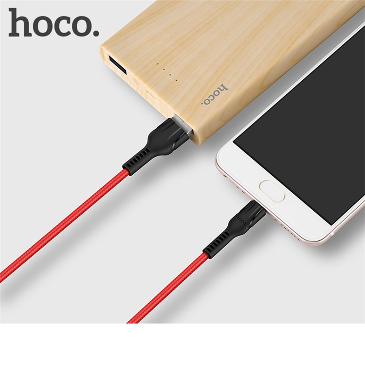 HOCO U31 1m Nylon Trançado Reversível Tipo-c Cabo De Dados USB Para Huawei Mate 10 - vermelho-3