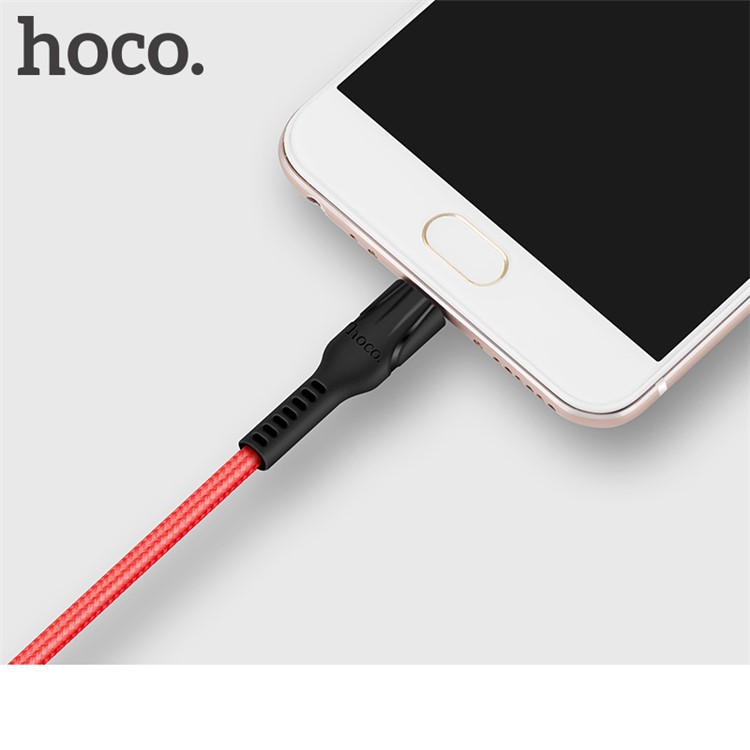 HOCO U31 1m Nylon Trançado Reversível Tipo-c Cabo De Dados USB Para Huawei Mate 10 - vermelho-4