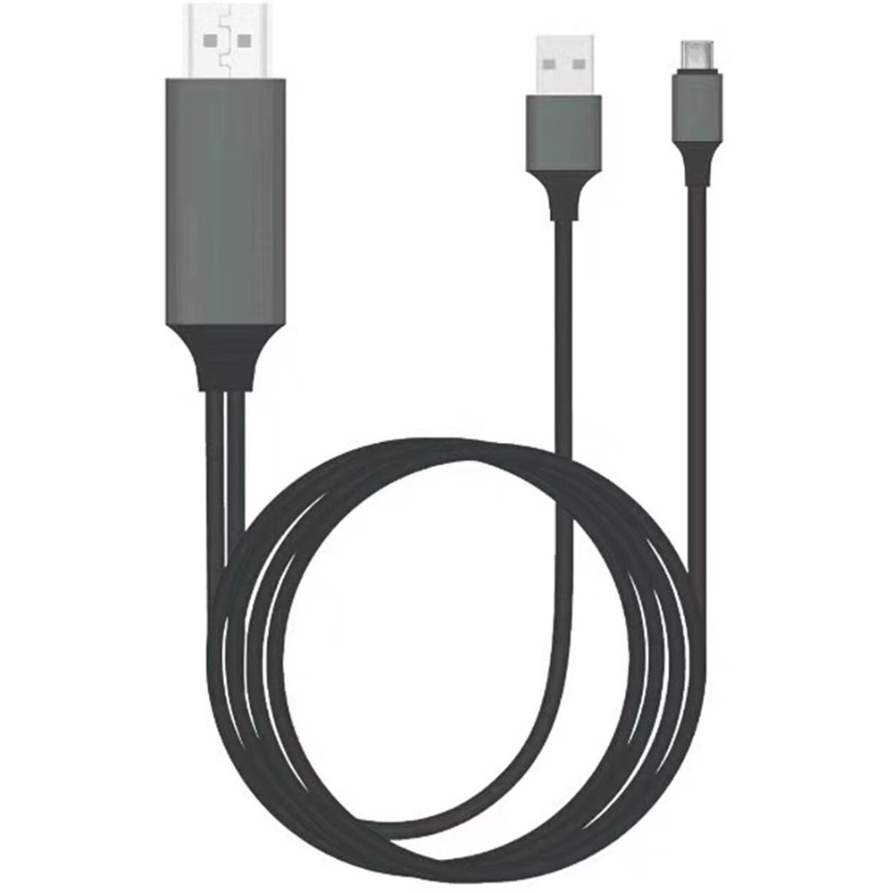 2M Type-C & USB to HDMI Adapter Cable for OnePlus Huawei Etc.- Black