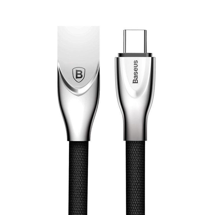 BASEUS 1M Woven Pattern Type-C Data Sync Charging Cable for OnePlus Samsung - Black-1