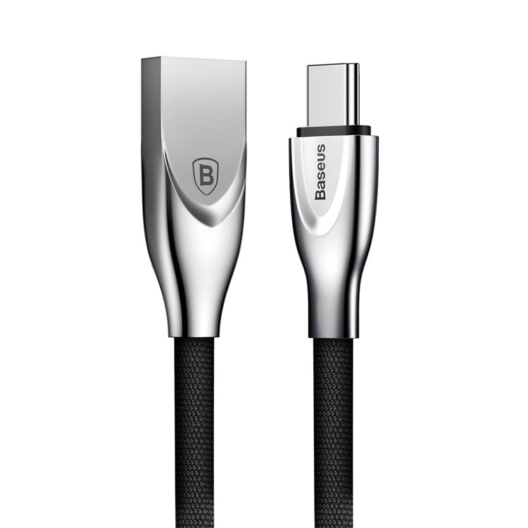 BASEUS 1M Woven Pattern Type-C Data Sync Charging Cable for OnePlus Samsung - Black-2