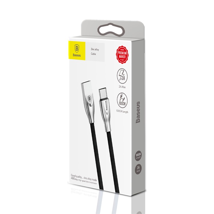 BASEUS 1M Woven Pattern Type-C Data Sync Charging Cable for OnePlus Samsung - Black-8