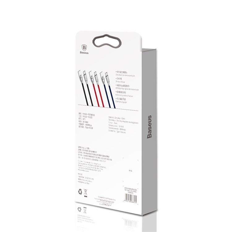 BASEUS 1M Woven Pattern Type-C Data Sync Charging Cable for OnePlus Samsung - Black-9