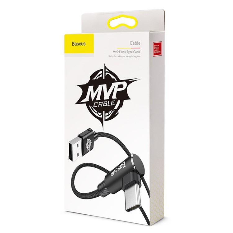 BASEUS MVP Elbow 2A USB Type-C Data Sync Charge Cable 1m for Samsung Sony LG etc. - Black-9