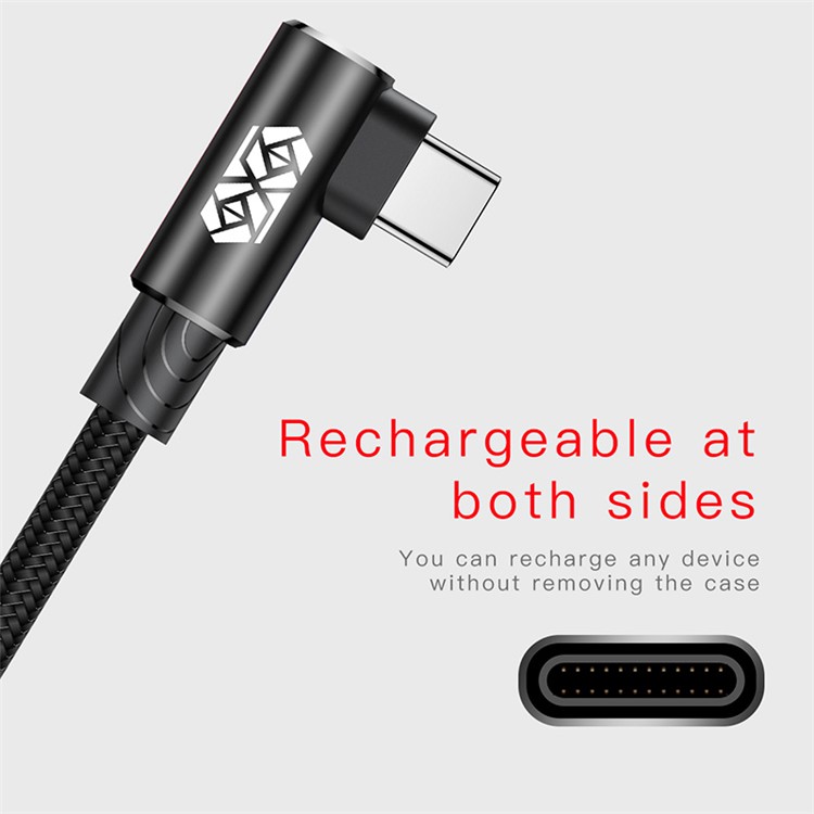 BASEUS MVP Elbow 1.5A USB Type-C Data Sync Charge Cable 2m for Samsung Sony LG etc. - Black-4