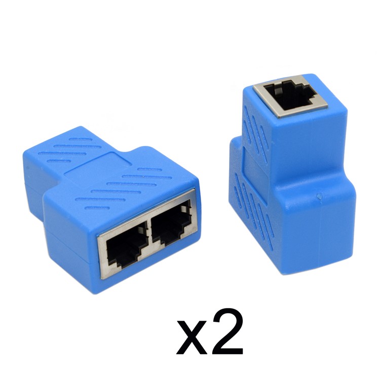 2Pcs/Set Cat6 RJ45 8P8C Plug To Dual RJ45 Splitter Network Ethernet Patch Cord Adapter-2