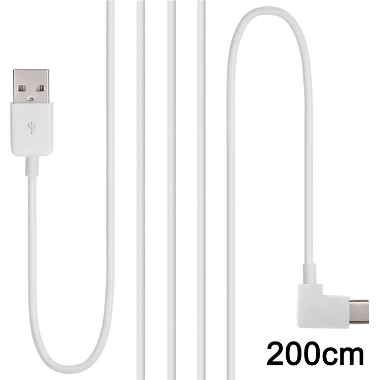 CY UC-011 90 Degree Right Angled 2M USB 3.1 Type C Male to USB 2.0 Male Cable - White-1