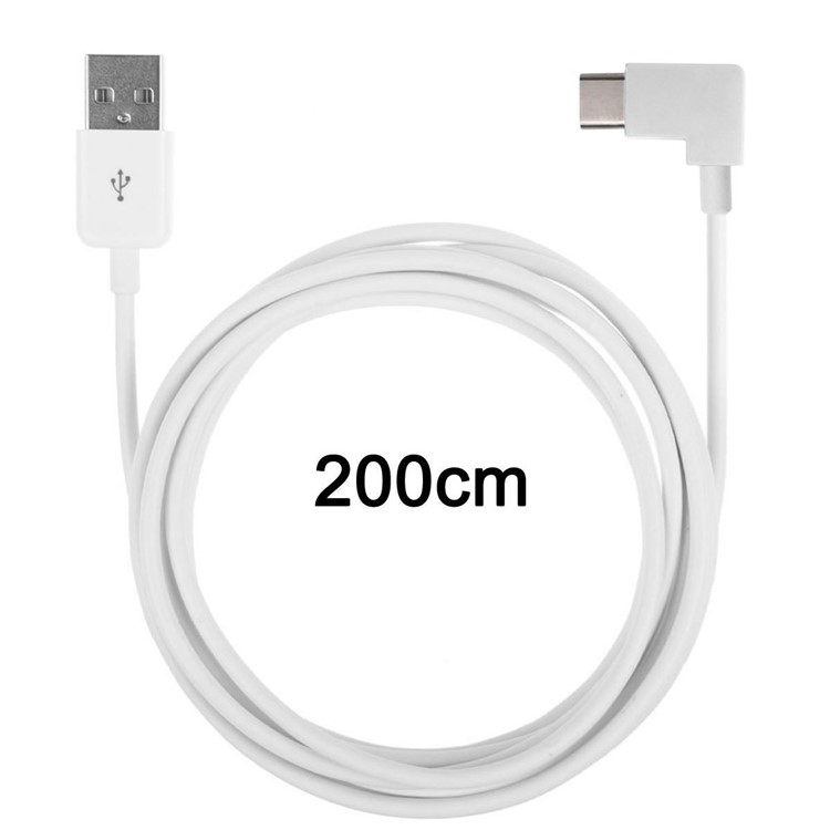 CY UC-011 90 Degree Right Angled 2M USB 3.1 Type C Male to USB 2.0 Male Cable - White-4