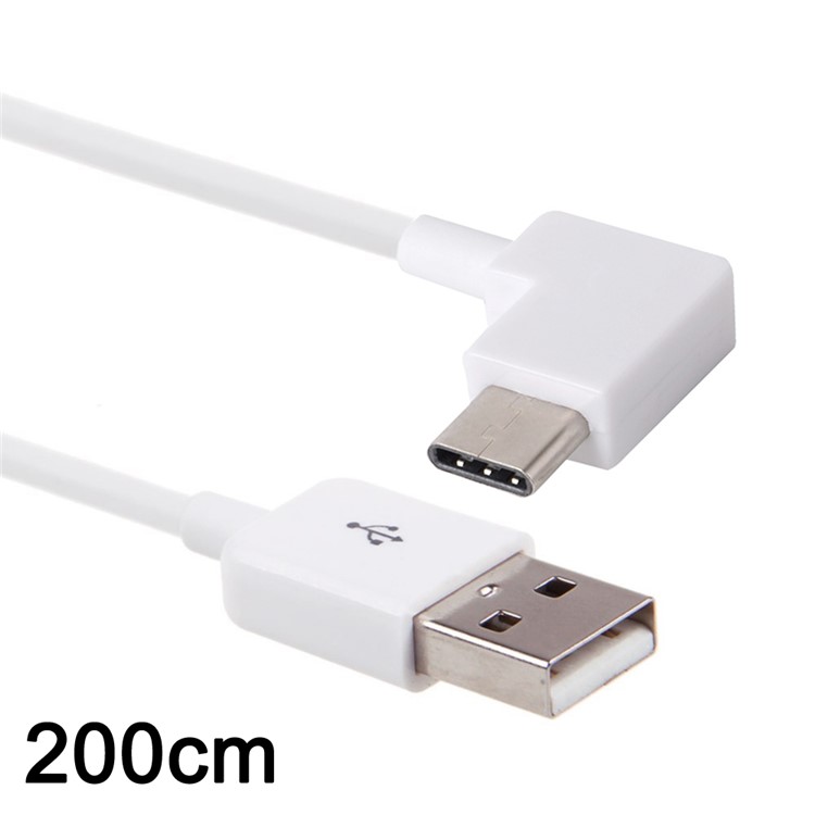 CY UC-011 90 Degree Right Angled 2M USB 3.1 Type C Male to USB 2.0 Male Cable - White-6