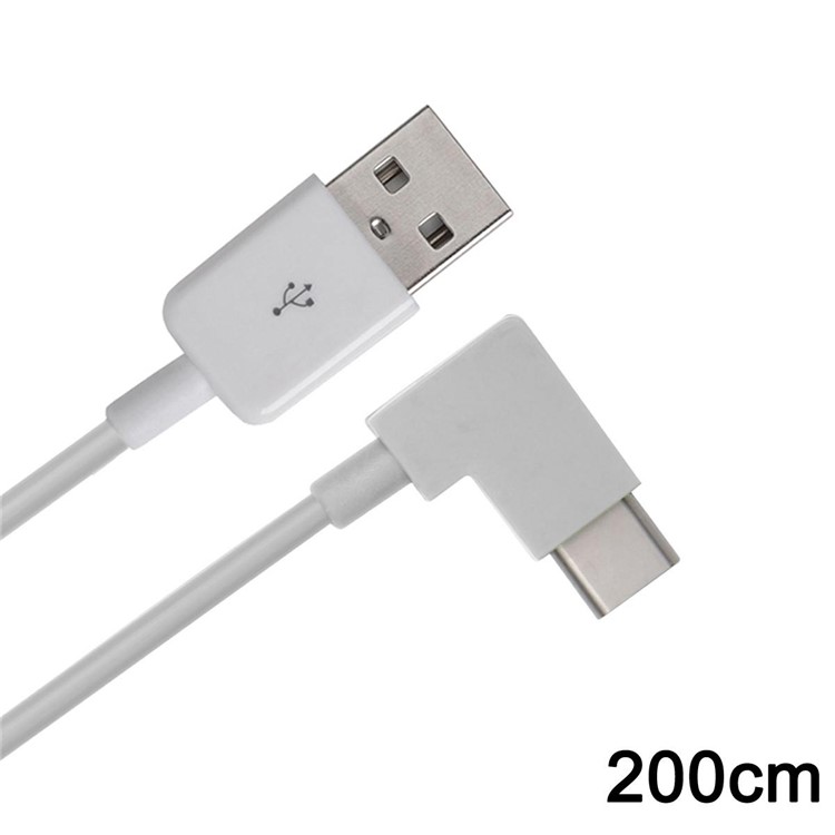 CY UC-011 90 Degree Right Angled 2M USB 3.1 Type C Male to USB 2.0 Male Cable - White-7