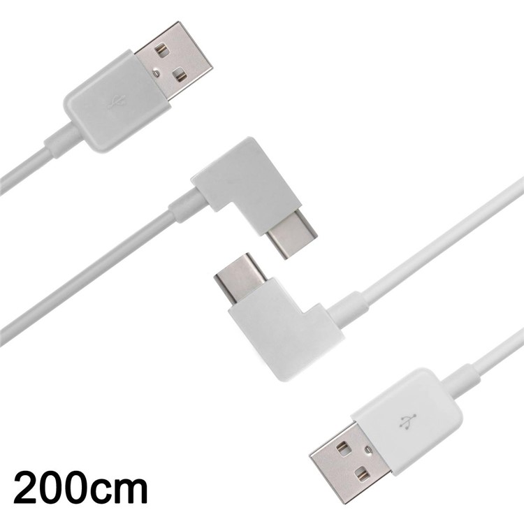 CY UC-011 90 Degree Right Angled 2M USB 3.1 Type C Male to USB 2.0 Male Cable - White-9
