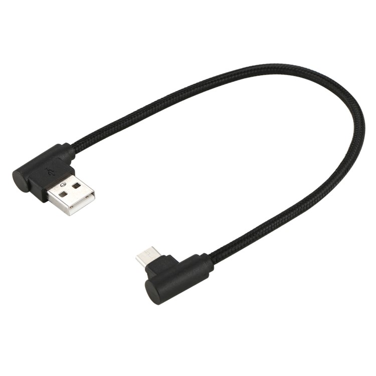 25cm Type-C Nylon Weave Style Double Elbow Charging Cable for Samsung note 8, Huawei Mate 10 - Black-2