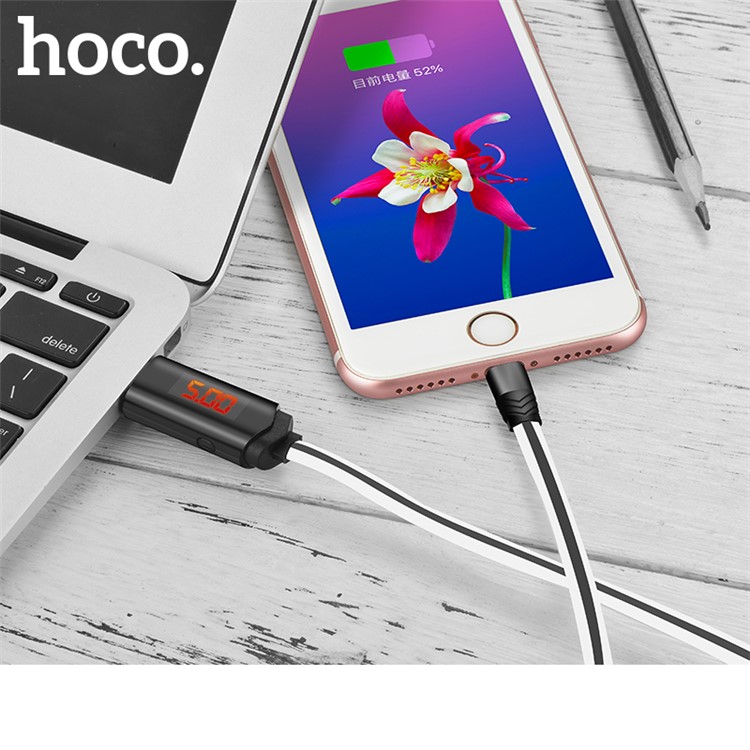 HOCO U29 LED Dislayed Timing Type-C Charging Cable for Huawei Samsung - White-2