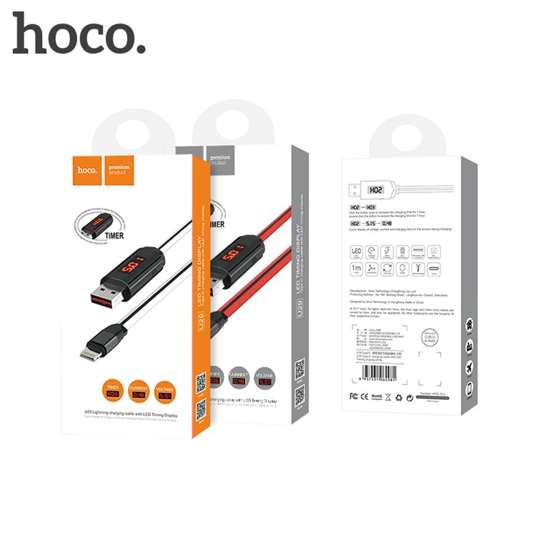 HOCO U29 LED Dislayed Timing Type-C Charging Cable for Huawei Samsung - White-4
