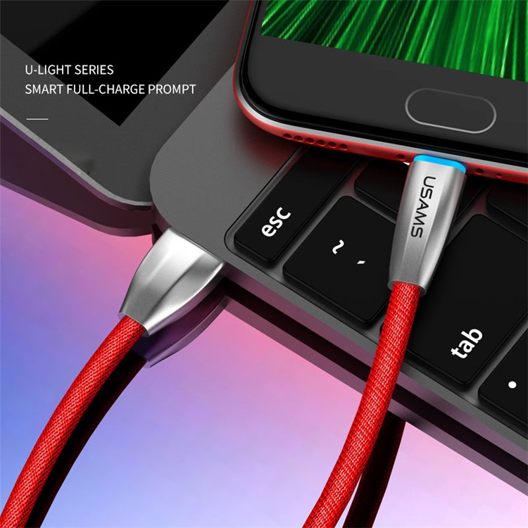 

USAMS US-SJ183 2A LED Light Micro USB Data Cable for Samsung Huawei Sony – Red