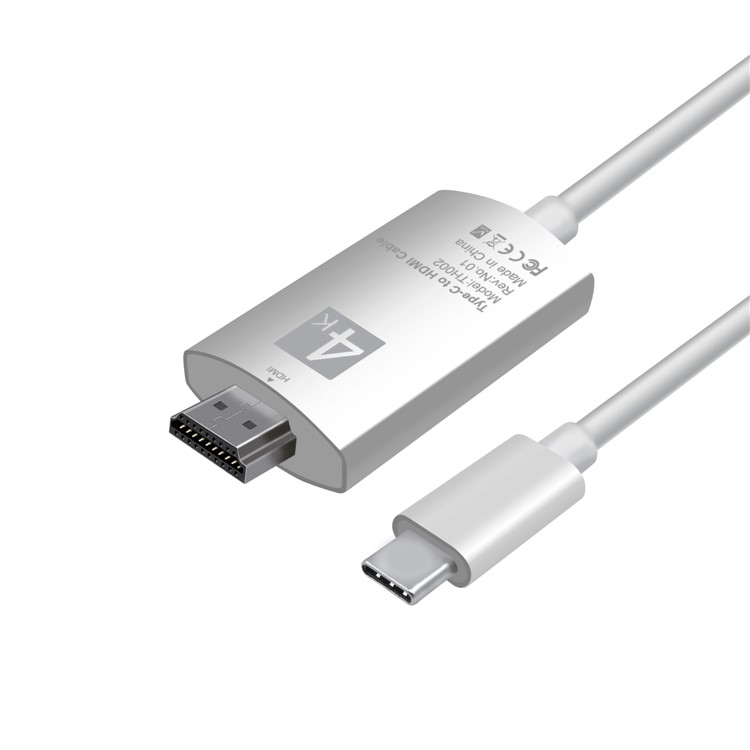 Support 4K USB Type-C to HDMI 2M Cable for for Samsung Galaxy S8/S8+/Note 8 LG G5 etc. - Silver-2