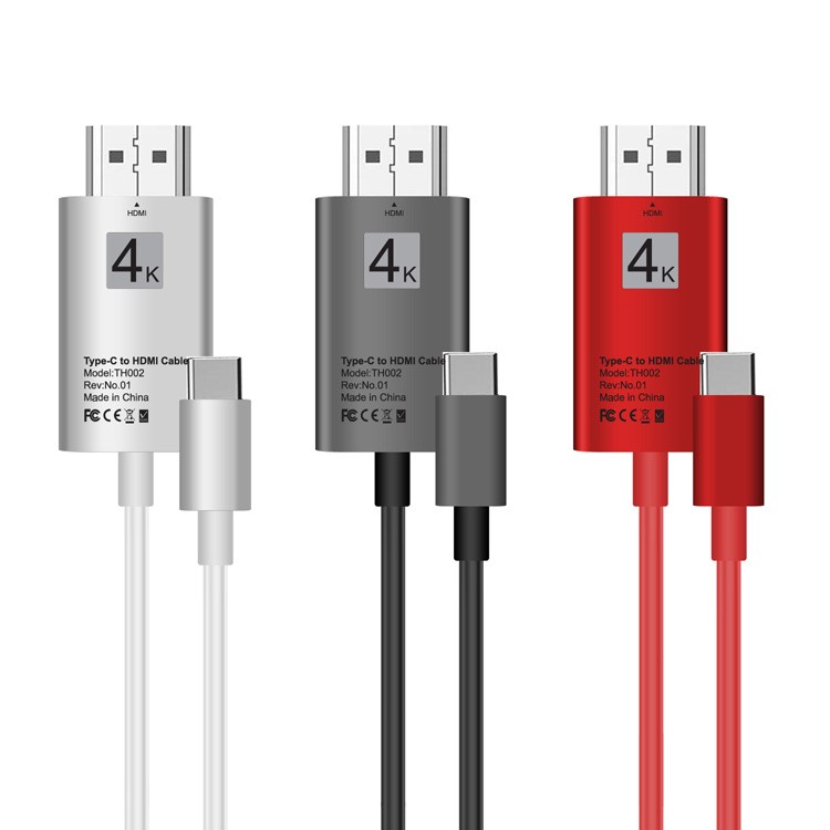 Support 4K USB Type-C to HDMI 2M Cable for for Samsung Galaxy S8/S8+/Note 8 LG G5 etc. - Silver-3