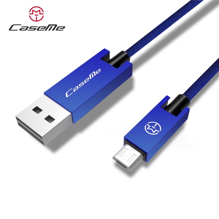 Caseme 0.25m 2.1a микро usb алюминиевый сплав ткань плетеный заряд синхронизации кабель - синий