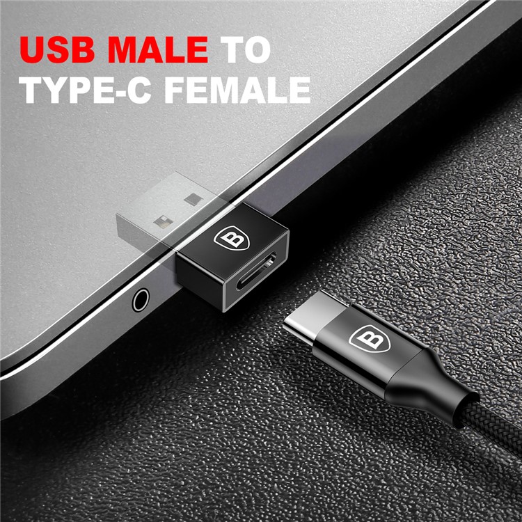 BASEUS USB-сабвуфер Типа-c Женский Конвертор 2.4A Для Мини-адаптеров - Черный-2