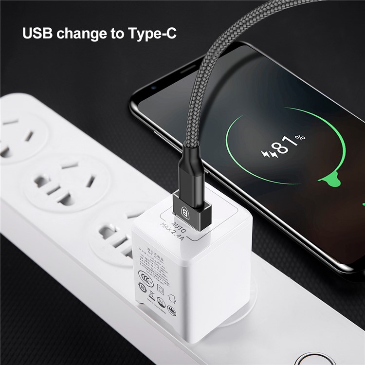 BASEUS USB-сабвуфер Типа-c Женский Конвертор 2.4A Для Мини-адаптеров - Черный-3
