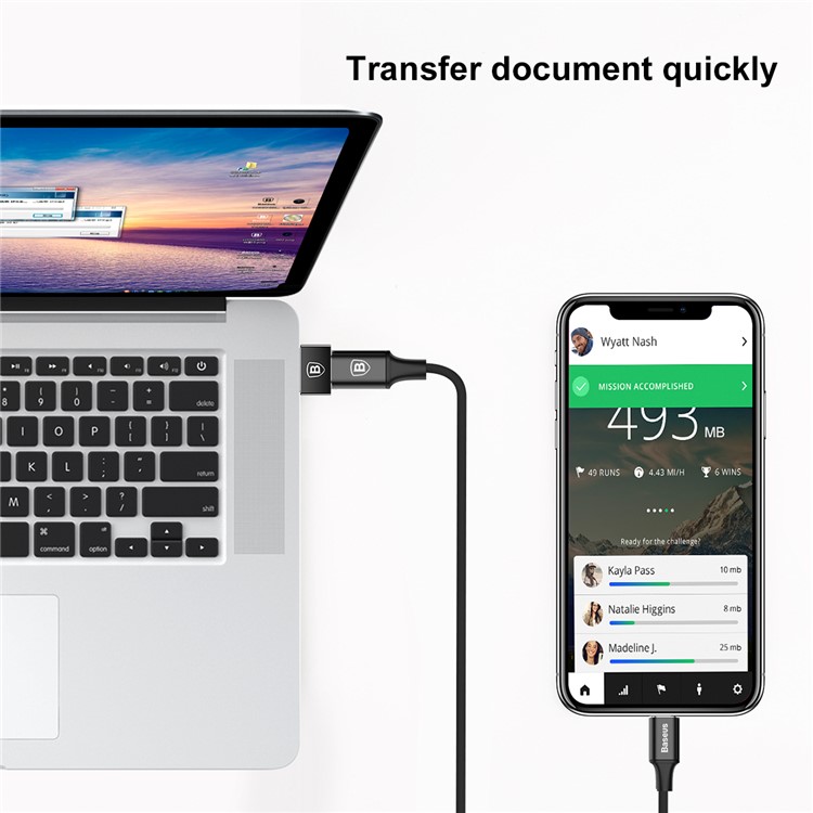 BASEUS USB-сабвуфер Типа-c Женский Конвертор 2.4A Для Мини-адаптеров - Черный-6