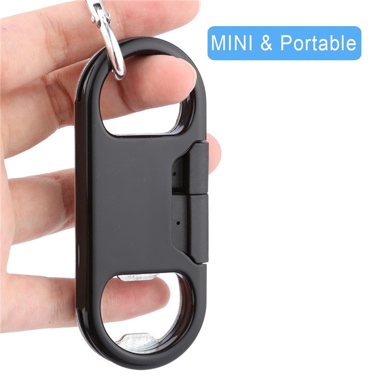 DAITE TS024-B Bottle Opener Invisable Micro USB Charging Cord with Keychain - Black-2