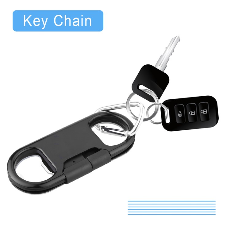 DAITE TS024-B Bottle Opener Invisable Micro USB Charging Cord with Keychain - Black-3