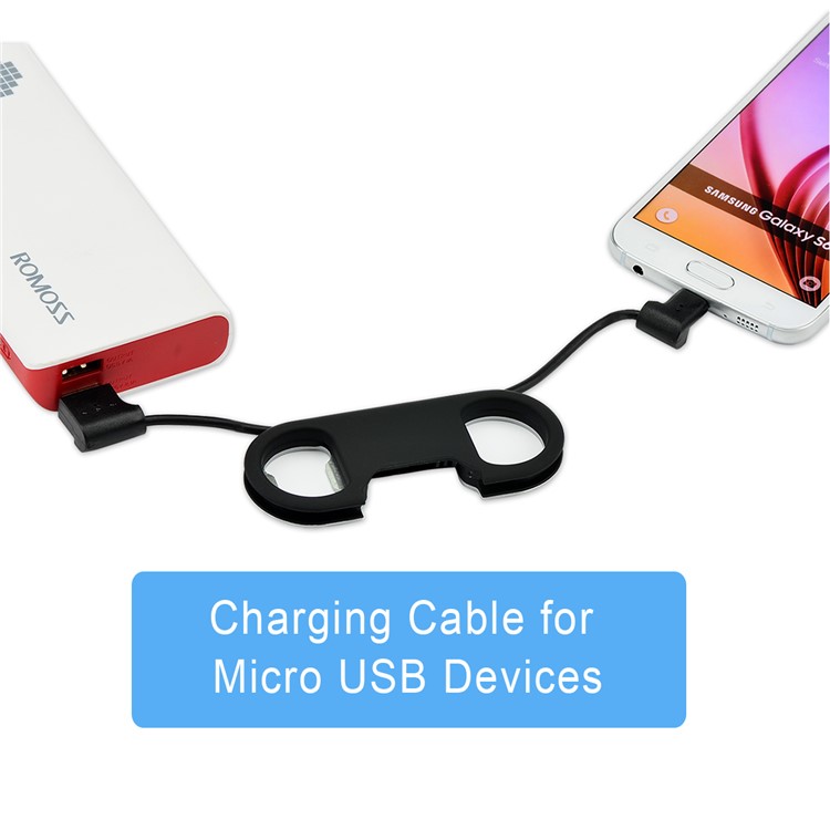 DAITE TS024-B Bottle Opener Invisable Micro USB Charging Cord with Keychain - Black-5