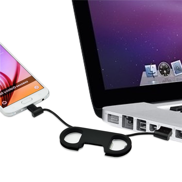 DAITE TS024-B Bottle Opener Invisable Micro USB Charging Cord with Keychain - Black-6