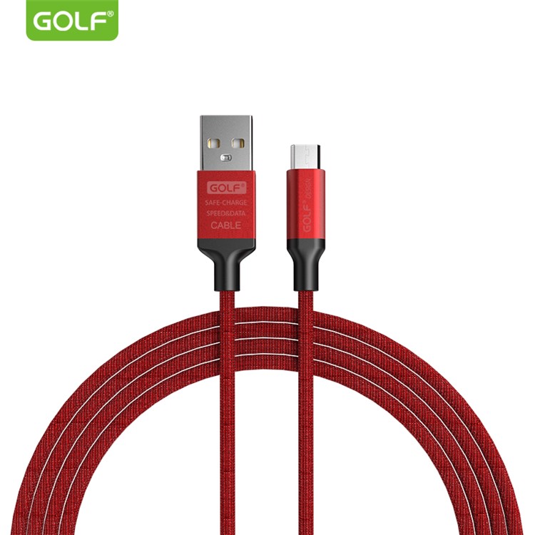 GOLF GC-52 Cloth Coated Micro USB Data Sync Charger Cable for Samsung Huawei HTC - Red-1
