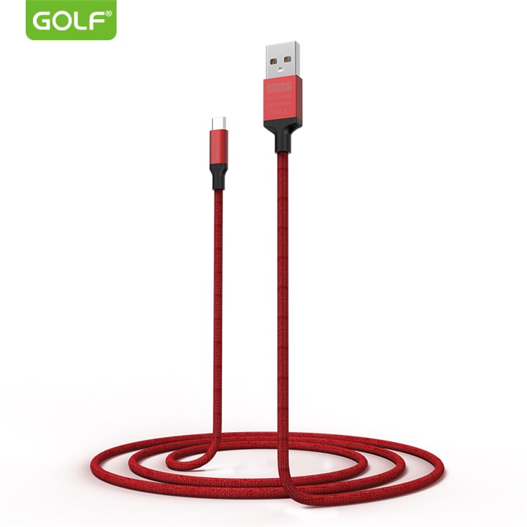 GOLF GC-52 Cloth Coated Micro USB Data Sync Charger Cable for Samsung Huawei HTC - Red-2