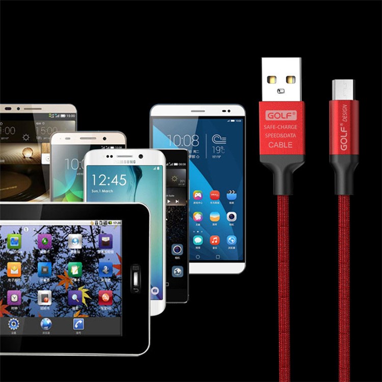 GOLF GC-52 Cloth Coated Micro USB Data Sync Charger Cable for Samsung Huawei HTC - Red-3