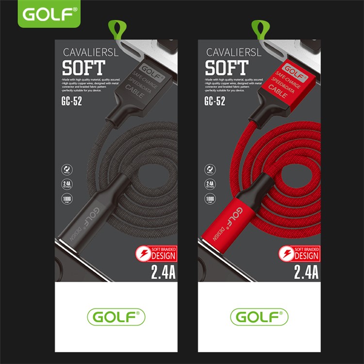 GOLF GC-52 Cloth Coated Micro USB Data Sync Charger Cable for Samsung Huawei HTC - Red-5