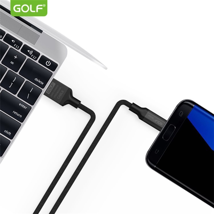 GOLF GC-52 Cloth Coated Type-C USB Data Sync Charging Cable for Samsung Huawei HTC - Black-2