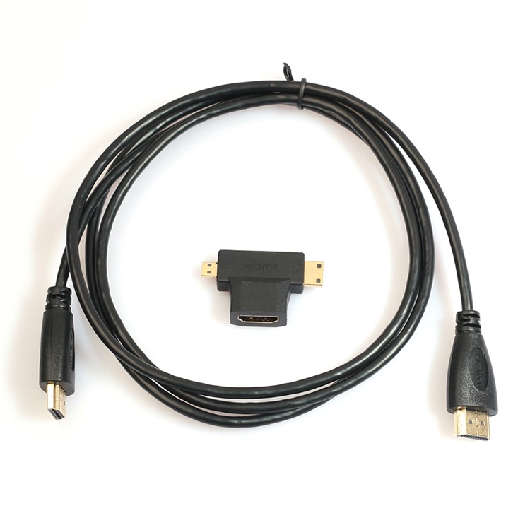 Super Slim 1.5M HDMI Cable with HDMI Female to Mini & Micro HDMI Male Adapter-1