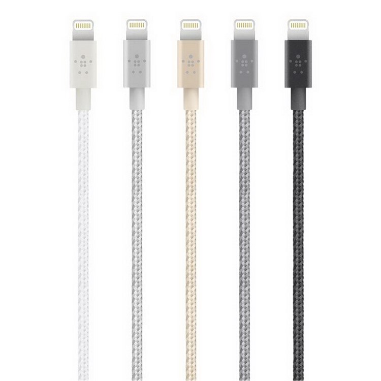 BELKIN Original MFI Certified Lightning 8pin Metallic Nylon Braided Data Charging Cable 1.2m for iPhone iPad iPod (F8J144bt04) - Black-4