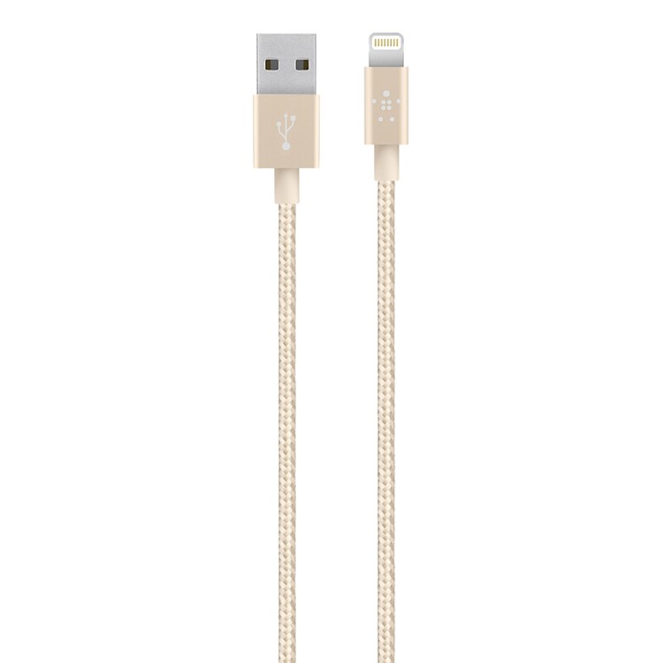 BELKIN Original MFI Certified 1.2m Lightning 8Pin Metallic Data Sync Charge Cable for iPhone iPad iPod - Gold-2