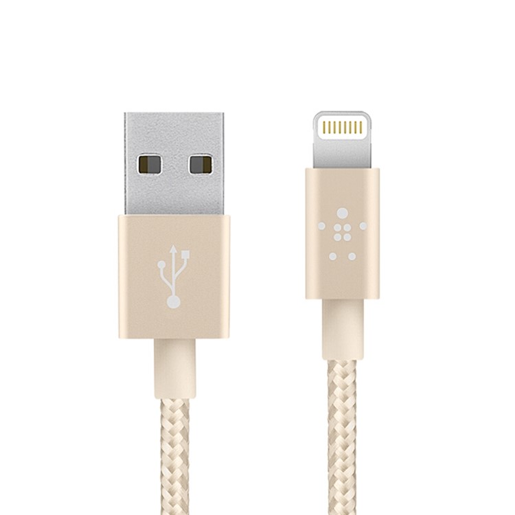 BELKIN Original MFI Certified 1.2m Lightning 8Pin Metallic Data Sync Charge Cable for iPhone iPad iPod - Gold-3