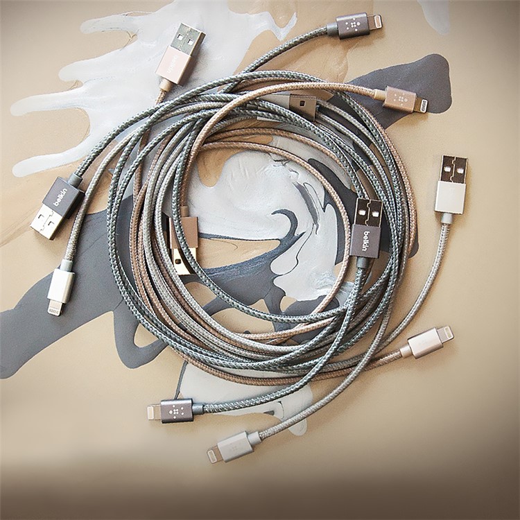 BELKIN Original MFI Certified 1.2m Lightning 8Pin Metallic Data Sync Charge Cable for iPhone iPad iPod - Gold-5