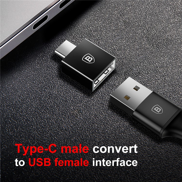 BASEUS Type-C to USB Data Sync Charge OTG Adapter Converter for Samsung Note 8/New MacBook Etc. - Black-1