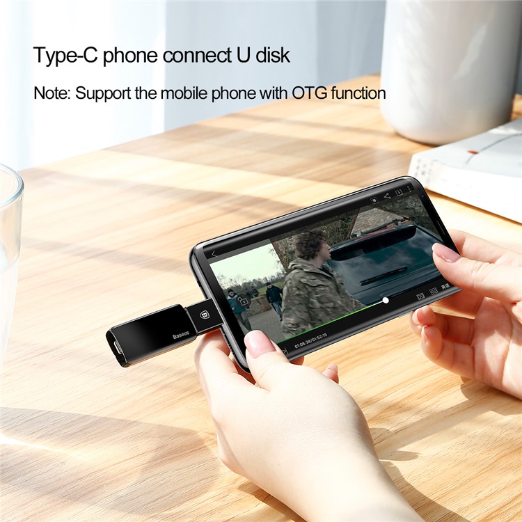 BASEUS Type-C to USB Data Sync Charge OTG Adapter Converter for Samsung Note 8/New MacBook Etc. - Black-3